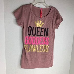 Cute 4 U Girls Sz 10 12 Short Sleeve Graphic Tee Flawless T shirt Queen Goddess